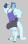  anthro big_bulge boosterpang bulge clothing flexing looking_at_viewer male muscular muscular_male open_mouth scalie shirt smile solo standing tank_top 