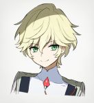  blonde_hair cropped_torso darling_in_the_franxx gem green_eyes grey_background looking_at_viewer nine_alpha simple_background smile toma_(norishio) uniform 