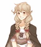  absurdres braid brown_eyes brown_hair dress effie_(fire_emblem) fire_emblem fire_emblem_echoes:_mou_hitori_no_eiyuuou highres long_hair looking_at_viewer open_mouth smile solo tecchen twin_braids 