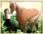  absurd_res anthro clothed clothing duo equine female feral hi_res horse leaves mammal outside standing trinanya zebra 