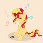  2018 animated blush cute cutie_mark earbuds edit equestria_girls equine eyebrows eyelashes eyes_closed female feral hair hankofficer happy headbanging headphones horn listening_to_music mammal multicolored_hair musical_note my_little_pony nude portable_music_player portrait shadow simple_background sitting smile solo sunset_shimmer_(eg) szafir87 tan_background two_tone_hair unicorn 