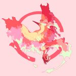  fiery_hair fiery_wings full_body gen_1_pokemon moltres no_humans pink_background pokemon pokemon_(creature) pokemon_go red simple_background solo team_valor yiq 