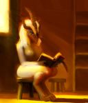  alien book bookcase breasts female horn interior meandraco nude reading solo window 