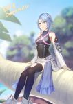 aqua_(kingdom_hearts) bike_shorts blue_eyes blue_hair breasts cleavage commentary_request corset detached_sleeves fingerless_gloves gloves gogo_(detteiu_de) highres kingdom_hearts kingdom_hearts_birth_by_sleep legs medium_hair small_breasts solo thighhighs 