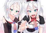  :d absurdres american_flag american_flag_print animal_ears azur_lane bangs black_dress black_gloves blue_eyes bow cat_ears collarbone dress elbow_gloves eyebrows_visible_through_hair fang fingerless_gloves fingernails flag_print gloves gradient gradient_background green_eyes hair_bow hammann_(azur_lane) hand_to_own_mouth heart heart-shaped_pupils highres kirisame_mia long_hair looking_at_viewer multiple_girls open_mouth pink_background print_neckwear puffy_short_sleeves puffy_sleeves red_bow short_sleeves silver_hair sims_(azur_lane) sleeveless sleeveless_dress smile symbol-shaped_pupils very_long_hair white_background wrist_cuffs 