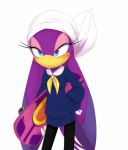  anthro avian bandanna beak bird blue_eyes blush eyelashes feathers female grainy hi_res ni-okaasan purple_feathers simple_background skateboard solo sonic_(series) sonic_riders standing swallow_(bird) wave_the_swallow white_background 