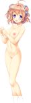  absurdres ahoge blue_eyes blush breasts brown_hair censored collarbone cropped_legs double_bun eyebrows_visible_through_hair fingers_together highres large_breasts looking_at_viewer lost_echoes mosaic_censoring navel nipples non-web_source nude open_mouth pussy short_hair tamiya_akito transparent_background yuuki_akiho 