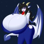  big_breasts big_butt black_hair breasts butt cleavage clothed clothing cosplay dragon female hair horn huge_breasts hyper hyper_breasts jcdr looking_at_viewer nintendo scalie scarf star_fox swissy video_games wings 