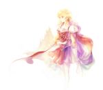  armor blonde_hair boots brown_eyes cape elbow_gloves fire_emblem fire_emblem:_seisen_no_keifu gloves kuzumosu lachesis_(fire_emblem) long_hair pale_color simple_background skirt solo sword thighhighs weapon white_background 