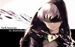  black_choker black_gloves black_jacket blindfold choker covered_eyes fujikiri_yana gloves hood jacket male_focus nier_(series) nier_automata short_hair solo white_hair yorha_no._9_type_s 