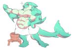  abs anthro belly big_muscles fish floatiesoda male marine musclegut muscular muscular_male nipples overweight shark smile solo teeth towel 