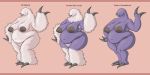  anthro armpit_hair big_breasts breasts chthon eyeless female fur igraine liarborn monster_girl_(genre) nipples nude overweight pubes purple_skin pussy simple_background solo white_fur 