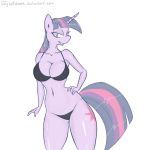  anthro bikini breasts clothing cutie_mark digital_media_(artwork) equine female friendship_is_magic hair horn invalid_tag longtailshort looking_at_viewer mammal multicolored_hair my_little_pony smile solo swimsuit twilight_sparkle_(mlp) unicorn 