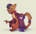  2018 anthro brown_fur capper_(mlp) cat clothed clothing digital_media_(artwork) digitigrade duo feline fur imalou male mammal my_little_pony my_little_pony_the_movie niko_(oneshot) oneshot simple_background smile white_background 