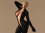  1girl 3d areolae black_bodysuit blonde_hair bodysuit breasts female long_hair looking_at_viewer navel nina_williams nipples one_arm_up solo source_filmmaker tekken v1z3t4 wide_hips 