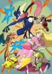  absurd_res ambiguous_gender amphibian anthro blonde_hair blue_eyes charizard crossover dragon female fur greninja group hair hi_res human ken_sugimori long_tongue male mammal mario mario_bros membranous_wings ninja nintendo official_art pikachu pok&eacute;mon pok&eacute;mon_(species) princess_peach rodent scalie simple_background super_smash_bros the_legend_of_zelda tongue tongue_out toon_link video_games wind_waker wings yellow_fur 