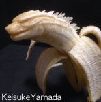  banana banana_peel food fruit godzilla godzilla_(series) highres monster no_humans photo sculpture suu_(banana) teeth 
