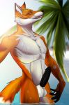  2019 anthro balls canid canine digital_media_(artwork) erection fox fur looking_at_viewer male mammal marisa111 mitsuhide_vulpes nude penis solo tongue 