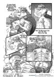  anthro balls canine comic crossover duo feline grimoire_of_zero horkeukamui kissing male male/male mammal mercenary_(character) monochrome muscular muscular_male nipple_pinch pinch tiger tokenworks tokyo_afterschool_summoners wolf 