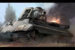  commentary_request fire ground_vehicle military military_vehicle motor_vehicle no_humans shinmai_(kyata) sky tank tiger_ii world_of_tanks 
