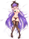  absurdly_long_hair absurdres armpits arms_up bad_revision bangs bb_(fate)_(all) bb_(fate/extra_ccc) bdsm bed_sheet black_gloves black_panties blush bondage bound bound_arms breasts brown_legwear censored collarbone dakimakura damao_yu downscaled_revision elbow_gloves eyebrows_visible_through_hair fate/extra fate/extra_ccc fate_(series) fingerless_gloves from_above full_body gloves groin hair_ribbon heart heart_censor highres large_breasts long_hair looking_at_viewer lying md5_mismatch navel no_shoes nose_blush on_back open_mouth panties pasties purple_eyes purple_hair raised_eyebrows red_ribbon revision ribbon ribbon_bondage shiny shiny_skin solo stomach thigh_gap thighhighs tongue tongue_out underwear underwear_only very_long_hair 