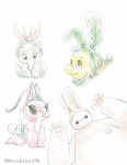  2017 4_fingers alien angel_(lilo_and_stitch) antennae back_markings baymax big_hero_6 black_eyes blue_eyes chest_tuft clothing cub cute disney dumbo dumbo_(movie) easter elephant experiment_(species) eyelashes fake_ears fake_rabbit_ears fake_rabbit_tail fake_tail fish flounder flower fur green_eyes grey_body group hi_res holidays kurokuma824 lilo_and_stitch looking_at_viewer machine mammal marine markings pink_fur pink_nose plant robot simple_background smile the_little_mermaid trunk tuft tutu white_background white_body young 
