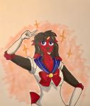  anthro blue_eyes canine caprine clothing female hybrid kill_the_fox(amino) kyra_gruson mammal pose sailor_moon_(series) sheep solo star tongue wolf 