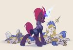 2018 armor blood broken_horn bruised equine female friendship_is_magic galea horn imalou mammal melee_weapon my_little_pony my_little_pony_the_movie nosebleed pegasus polearm royal_guard_(mlp) spear tempest_shadow_(mlp) unicorn weapon wings wounded 