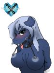  2018 angry_face anthro areola bdsm blush bondage bound breasts collar crystal_heart drooling equestria_trainers_society equine fan_character female gag green_eyes hands_behind_back horse mammal my_little_pony nipple_chain nipple_piercing nipples piercing polar_puff pony ring_gag saliva slave solo submissive tongue tongue_out 