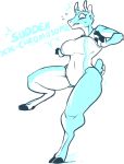  anthro antlers breast_expansion breasts cervine clothed clothing deer female fur hooves horn jintonic mammal solo sweat sweatdrop swimsuit thick_thighs 