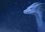  2016 blue_eyes detailed_background digital_media_(artwork) dragon dschunai glorydarainwing horn scales snow snowing solo teeth white_scales 