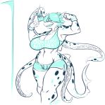  anthro athletic big_breasts breasts clothed clothing female fish flexing hybrid jintonic marine monochrome phone selfie shark smile solo tentacles thick_thighs 