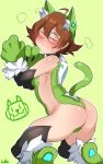  animal_ears blush brown_eyes brown_hair cat_ears cat_tail commentary glasses gloves highres hyakujuu-ou_golion lightsource looking_at_viewer md5_mismatch one_eye_closed paw_gloves paws pidge_gunderson short_hair solo tail thighhighs voltron:_legendary_defender 
