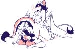  anthro ass_up blush breasts dragon duo female gang_xi_siyu girly hair horn jintonic looking_back male male/female mammal mouse rodent sex size_difference small_dom_big_sub tongue tongue_out 
