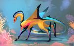  2018 detailed_background digital_media_(artwork) dragon dschunai feral solo spines standing 