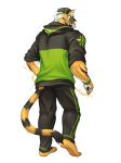  2018 anthro clothed clothing digital_media_(artwork) feline fully_clothed fur hat hi_res looking_back male mammal null-ghost pants shirt simple_background tiger 