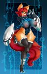  2018 amputee anthro areola artist-apprentice587 big_breasts bodysuit breasts canine clothing cybernetics female fox fur hi_res huge_breasts machine mammal nipples open_mouth pussy skinsuit smile solo tight_clothing tongue tongue_out translucent wide_hips 