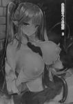  bottomless breast_hold breasts chocolate_land cum kakao koakuma_setsuko_no_himitsu monochrome nipples no_bra open_shirt pointy_ears tail yukaribe_setsuco 