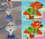  2018 absurd_res anthro canine clothing digital_media_(artwork) disney female fox fur hat hi_res judy_hopps kosperry lagomorph male mammal nick_wilde rabbit simple_background uniform zootopia 