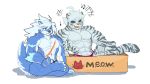  2017 abs anthro biceps canine clothing digital_media_(artwork) feline fur hair hi_res male mammal muscular muscular_male pecs simple_background tiger underwear white_tiger wolf wolfmalro 