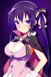  9law blush breasts cosplay gochuumon_wa_usagi_desu_ka? hair_ornament hair_ribbon large_breasts phantom_thief_lapin phantom_thief_lapin_(cosplay) purple_eyes purple_hair ribbon sideboob smile solo tedeza_rize twintails 