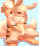  2017 balls black_fur blue_background blush brown_eyes brown_fur censor_bar censored chair_position duo eevee female feral from_behind_position fur growlithe knot male male/female nintendo open_mouth orange_fur pawpads paws penetration penis pok&eacute;mon pok&eacute;mon_(species) pussy red_penis sex simple_background tears tongue tongue_out vaginal vaginal_penetration video_games 典藏haodai 