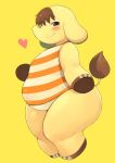  &lt;3 akitaka belly blush bottomless clothed clothing elephant eloise_(animal_crossing) female hair mammal overweight pose short_stack smile 