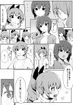  anchovy blush bow camera comic compilation drill_hair girls_und_panzer greyscale hair_bow hand_on_hip highres holding holding_camera long_sleeves looking_at_another monochrome multiple_girls nishizumi_maho ponytail sample seramikku short_hair sweater translation_request 