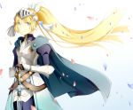  armor blank_list blonde_hair blue_eyes bracer breastplate cape forte_(rune_factory) gloves hair_ornament highres knight long_hair ponytail rune_factory rune_factory_4 solo sword visor_(armor) weapon 