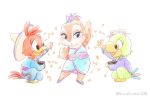  2017 2_toes 4_fingers amber_eyes anthro avian beak bird blue_eyes blush bow_tie box chibi chicken chipmunk clarice_(disney) clothed clothing confetti disney eyelashes feathers female fur green_feathers group hat holding_object jos&eacute;_carioca kurokuma824 male mammal panchito_pistoles parrot red_feathers rodent shows simple_background sombrero tail_feathers tan_fur the_three_caballeros toes white_background yellow_beak 