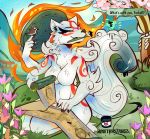  amaterasu amethystdust anthro anthrofied breasts canine deity eyes_closed featureless_breasts female fur invalid_tag kneeling mammal paintbrush video_games wolf ōkami 