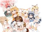  alpaca_suri_(kemono_friends) animal_ears babydoll bird_tail black_hair bow breasts brown_hair camisole chemise cleavage commentary_request common_raccoon_(kemono_friends) eurasian_eagle_owl_(kemono_friends) fennec_(kemono_friends) frills gloves head_wings kaban_(kemono_friends) kanjitomiko kemono_friends lace lingerie medium_breasts midriff multiple_girls navel negligee nightgown northern_white-faced_owl_(kemono_friends) panties ribbon sand_cat_(kemono_friends) see-through serval_(kemono_friends) serval_ears serval_print serval_tail spaghetti_strap strap_slip tail thighhighs underwear underwear_only 