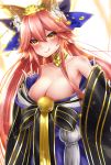  bare_shoulders blush breasts brown_eyes caster_(fate/extra) dress fate/extra large_breasts long_hair pink_hair smile 