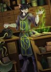  alchemy book cat clothed clothing digital_drawing_(artwork) digital_media_(artwork) eyewear feline glasses looking_at_viewer magic magic_user male mammal potion sevenarms smile solo standing 